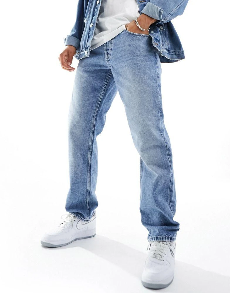 Only & Sons ONLY & SONS Edge straight fit jeans in mid blue wash 5