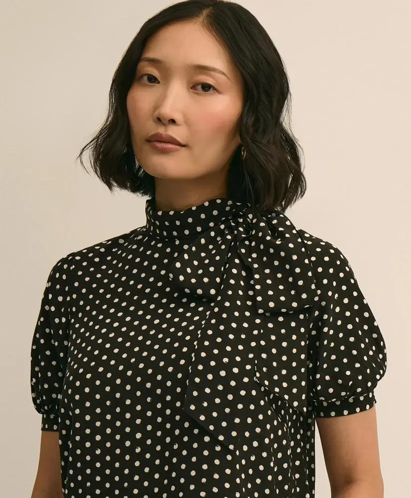 Brooks Brothers Dot-Print Tie-Neck Blouse 2