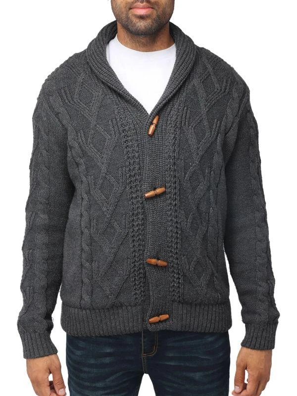 X Ray Cable Knit Shawl Collar Cardigan 1
