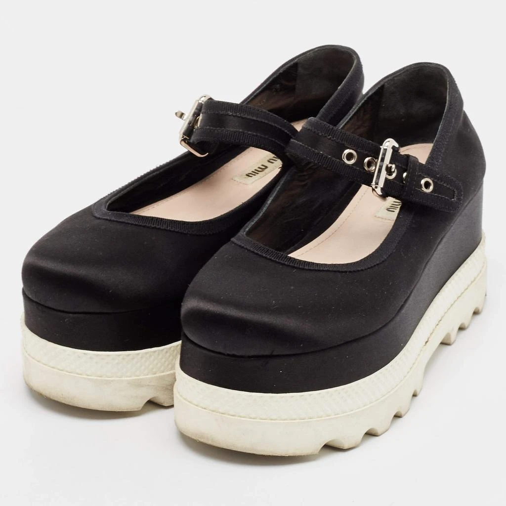 Miu Miu Miu Miu Black Satin Mary Jane Platform Sneakers Size 36 2
