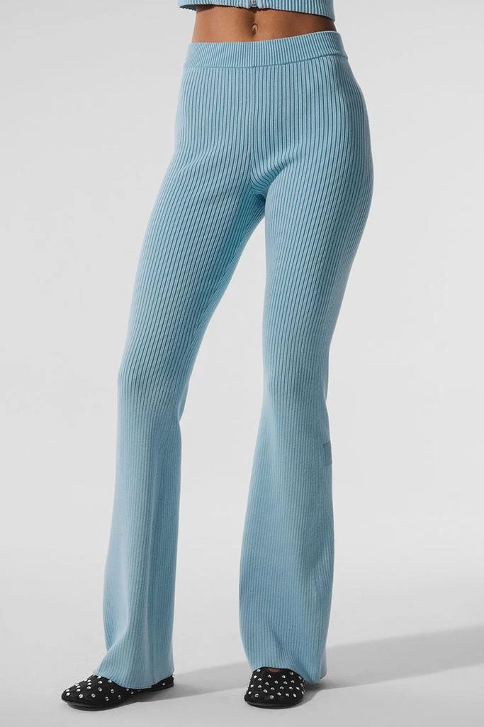 Alo Denim Knit High-Waist Flare Pant - Steel Grey/Anthracite 1