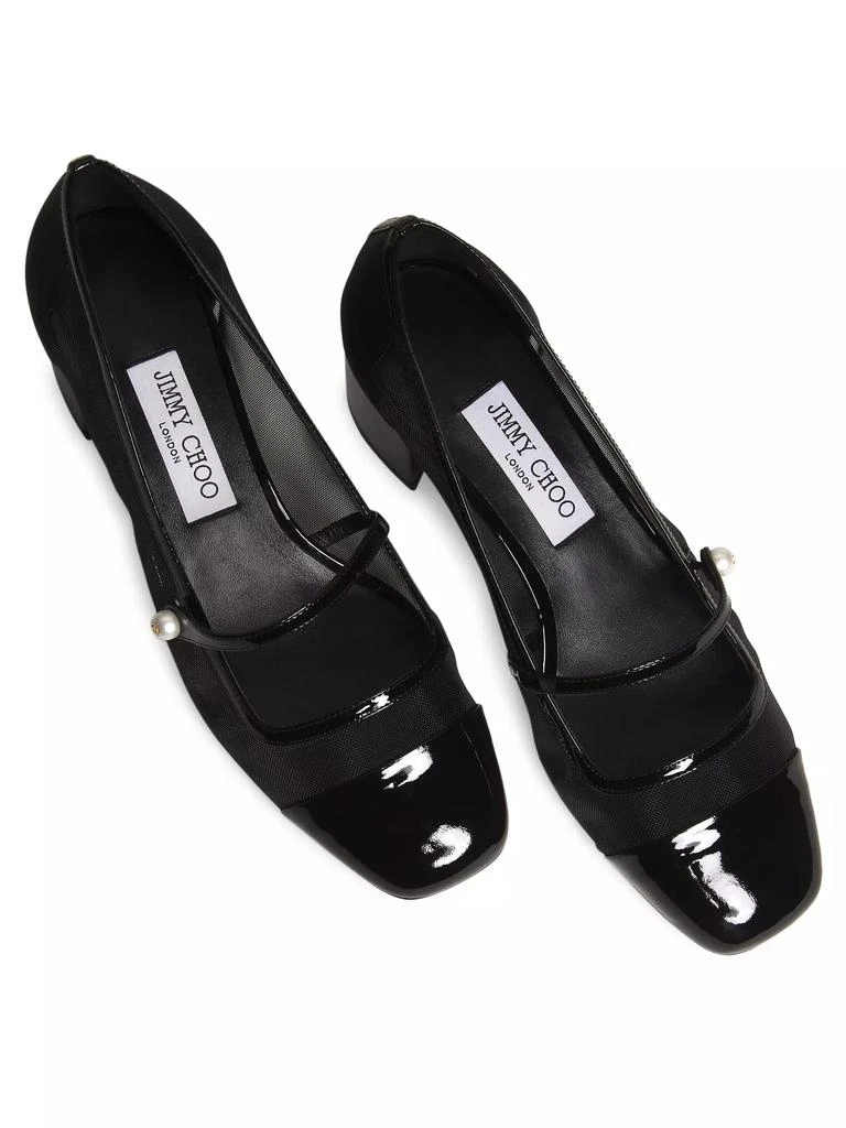 Jimmy Choo Elisa 45MM Mesh & Patent Leather Pumps 4