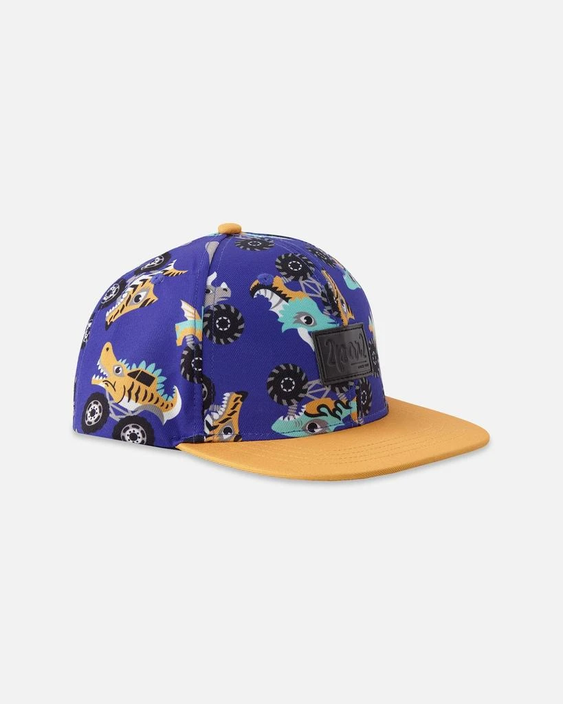 Deux par Deux Flat Brim Allover Print Cap Blue Truck Print