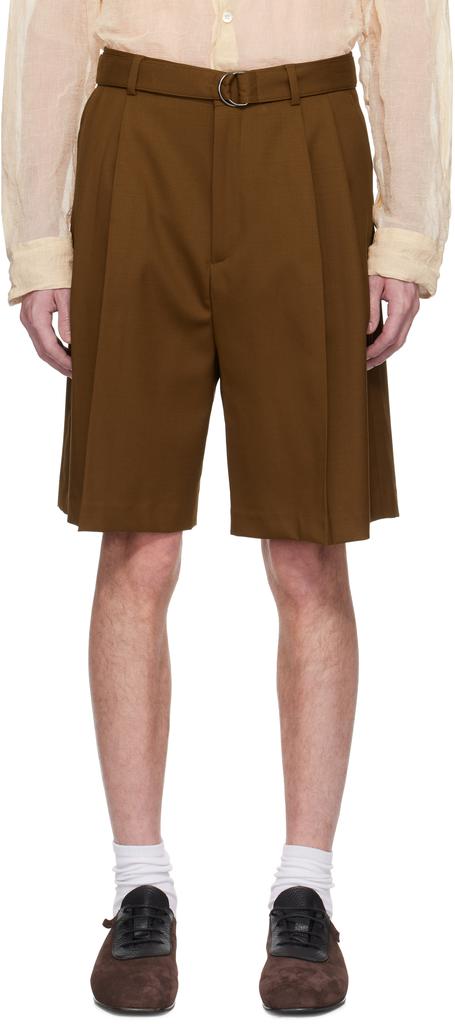 CMMN SWDN SSENSE Exclusive Brown Marshall Pleated Shorts