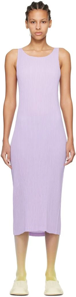 Issey Miyake Purple Hatching Pleats 2 Midi Dress 1