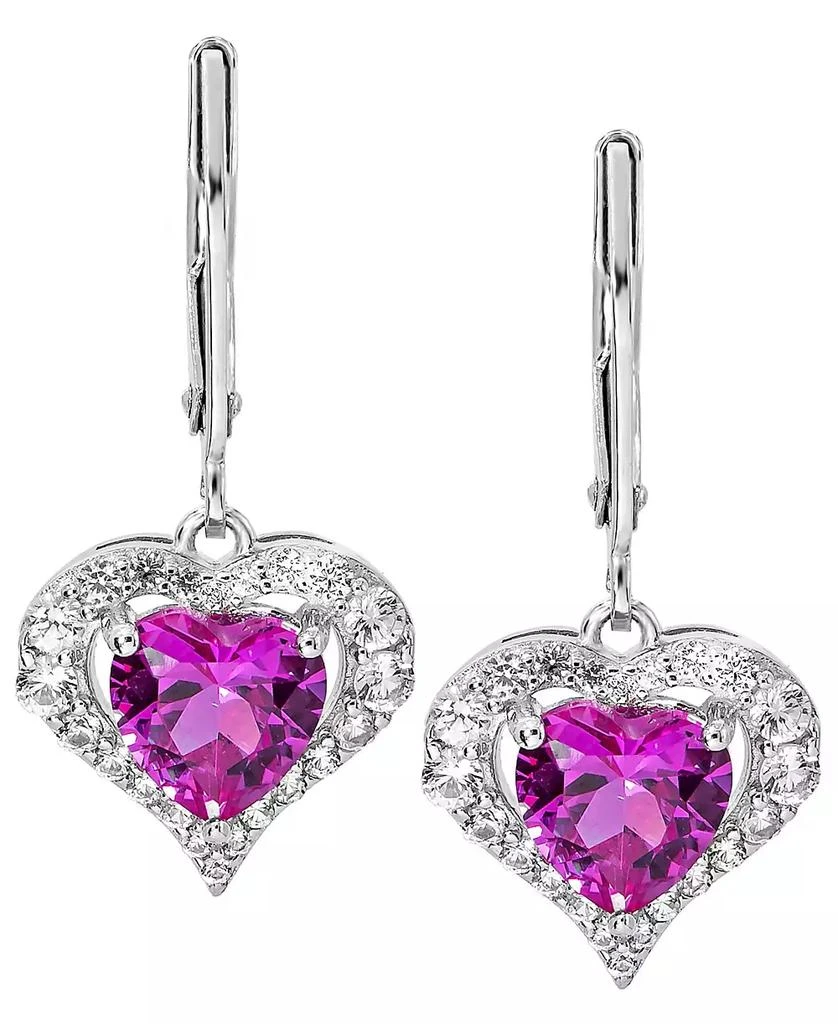 Macy
s Lab-Grown Pink Sapphire (2-7/8 ct. t.w) and Lab-Grown White Sapphire Earrings in Sterling Silver