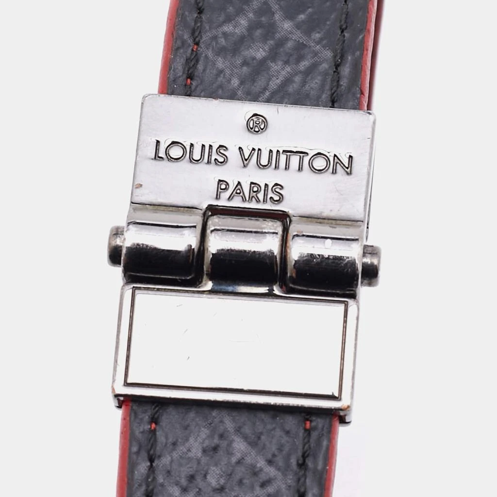 Louis Vuitton Louis Vuitton Canvas Leather Gunmetal Tone Reversible Wrap Bracelet 4