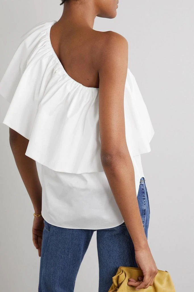 ADAM LIPPES One-shoulder ruffled cotton-poplin top 3