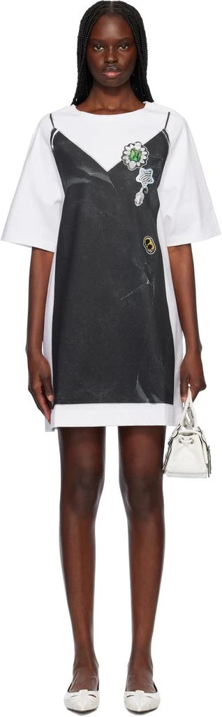 Marc Jacobs White 
Black Trompe L
oeil T-shirt Minidress