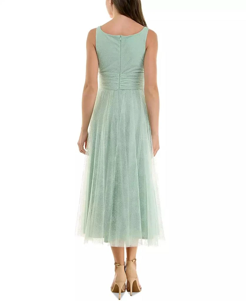 Taylor Women's Flocked Dot Rosette-Trim Midi Dress 3