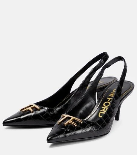 Tom Ford Croc-effect leather slingback pumps 5