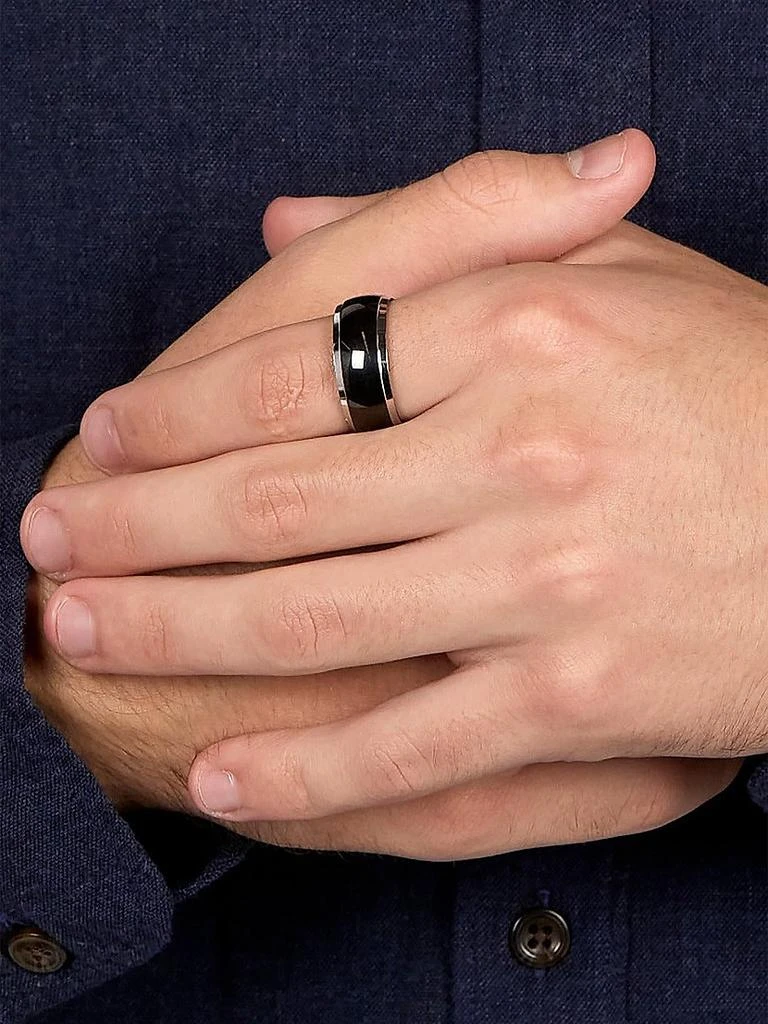 brook & york Black Stainless Steel Band Ring 2