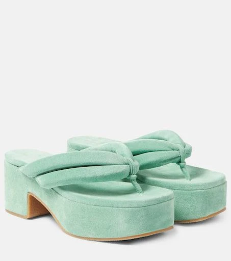 Dries Van Noten Suede platform thong sandals 1