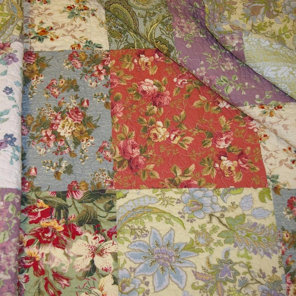 Hivvago King size 100% Cotton Floral Quilt Set with 2 Shams and 2 Pillows 2