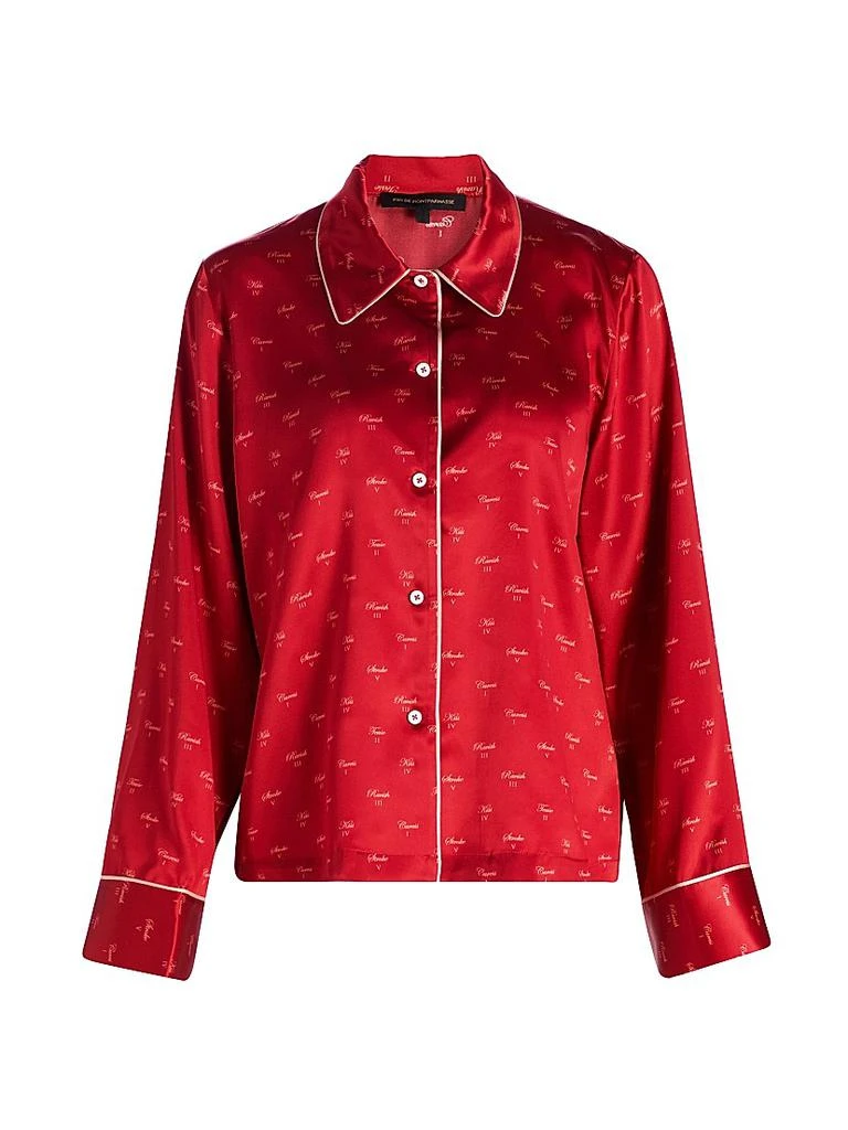 Kiki De Montparnasse Kiss-Printed Silk Pajama Top