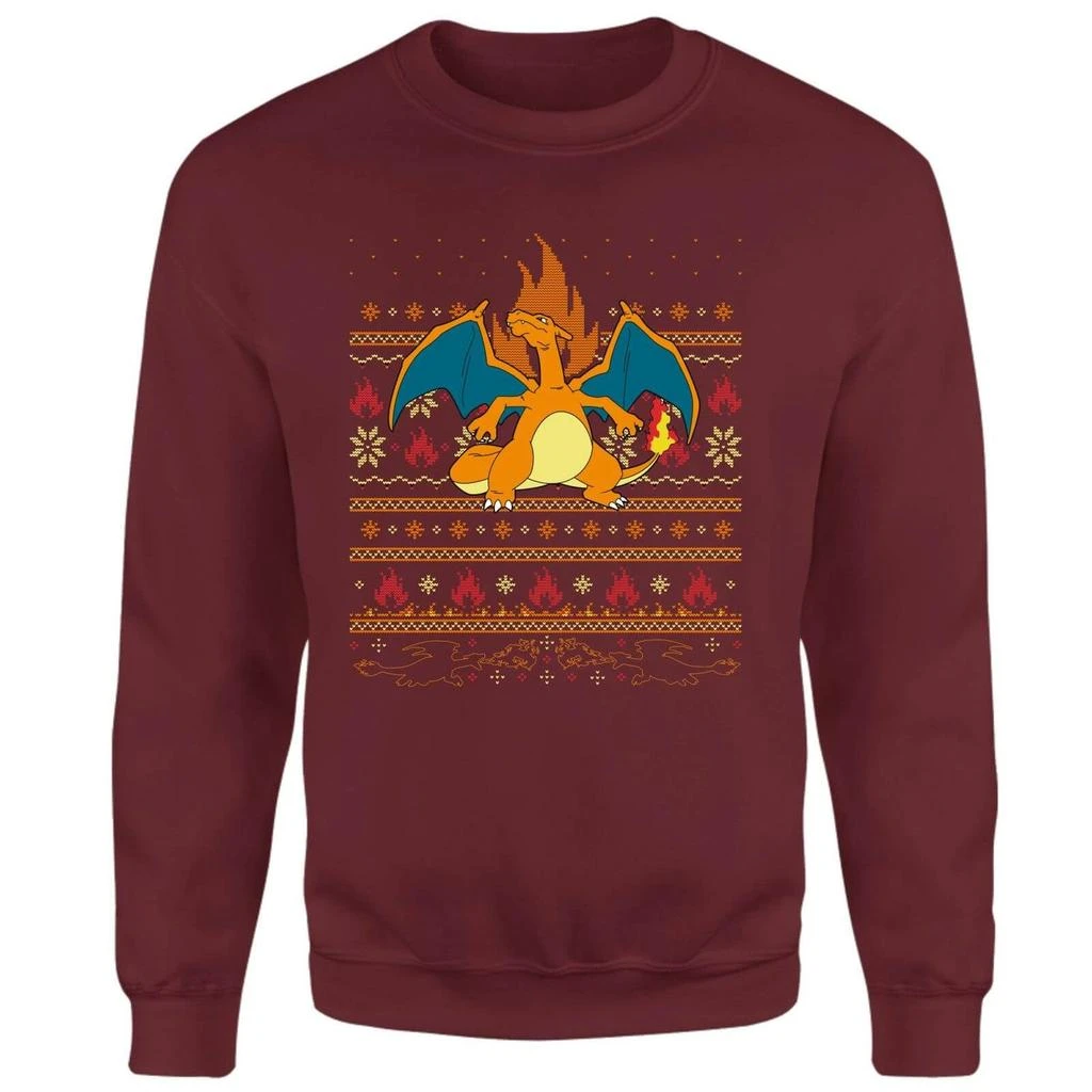 Original Hero Pokemon Charizard Christmas Jumper - Burgundy 1