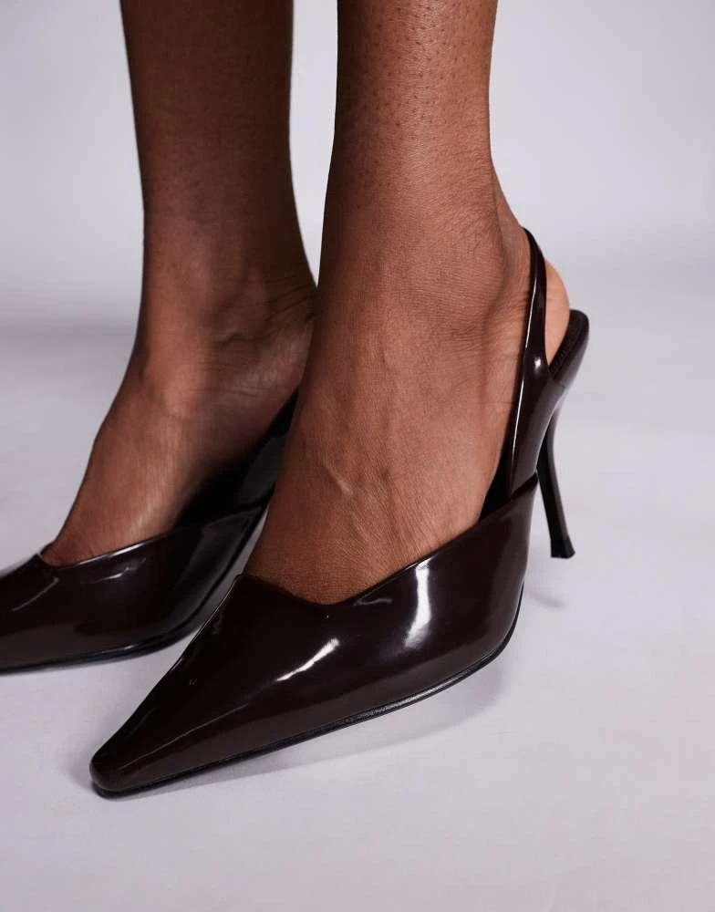 Simmi Wide Fit Simmi London Wide Fit Darcia pointed slingback heeled shoes  in chocolate PU - High Heels - Compare Prices from 1+ Stores - BeyondStyle