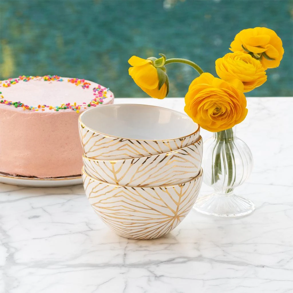 ANNA New York Talianna Lilypad Dessert Bowls S/4, White w/Gold 4