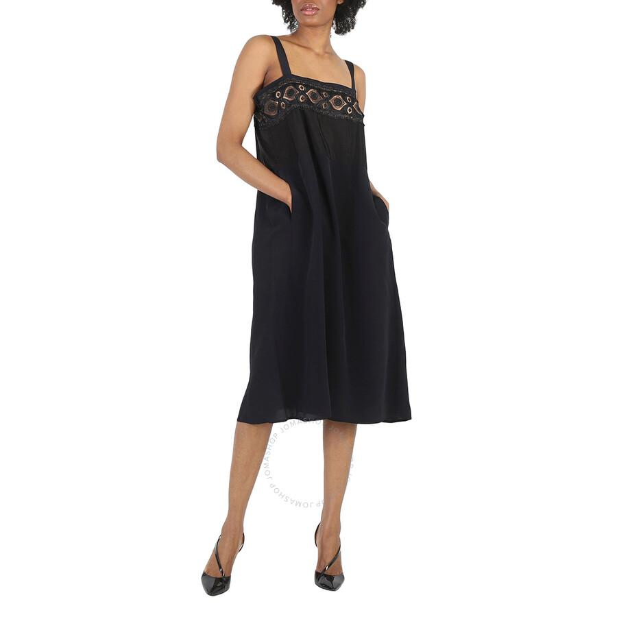 MAISON MARGIELA Ladies Black Silk Viscose Midi Dress