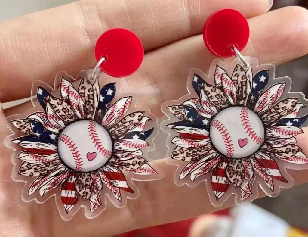 Pretty Pink Petals Pretty Pink Petals - Women
s Baseball Sunflower Earrings