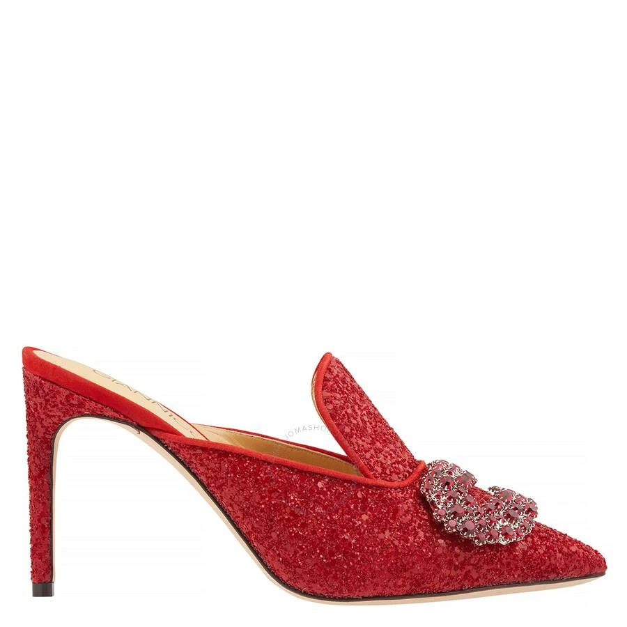 GIANNICO Ladies Ruby Red Daphne Glittered High-heel Mules 1