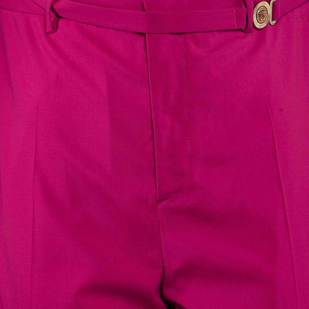 Versace Versace Pink Wool Medusa Detail Belted Trousers XXL 3