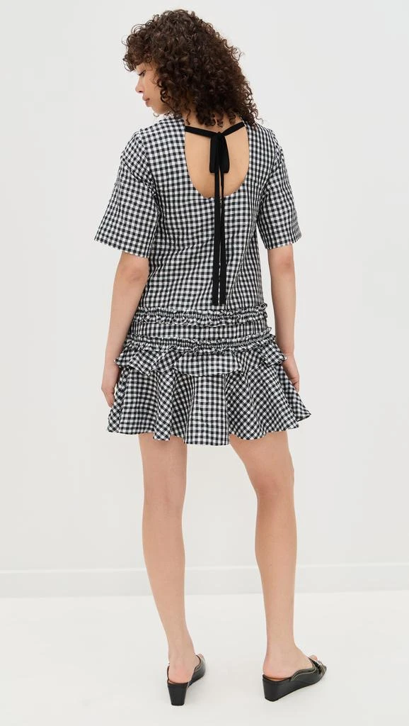 Ganni Crinkled Taffeta Check Open Back Mini Dress 2