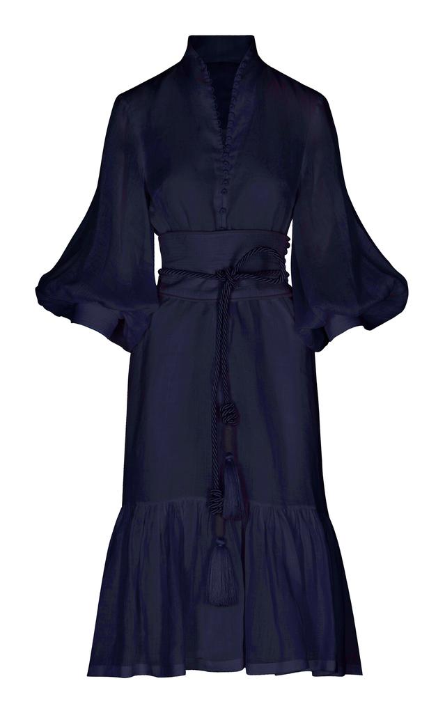 Andres Otalora Andres Otalora - Pura Belted Linen Midi Shirt Dress - Navy - US 2 - Moda Operandi