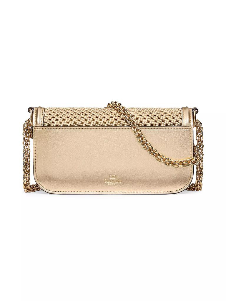 Valentino Locò Small Shoulder Bag in Metallic Woven Leather