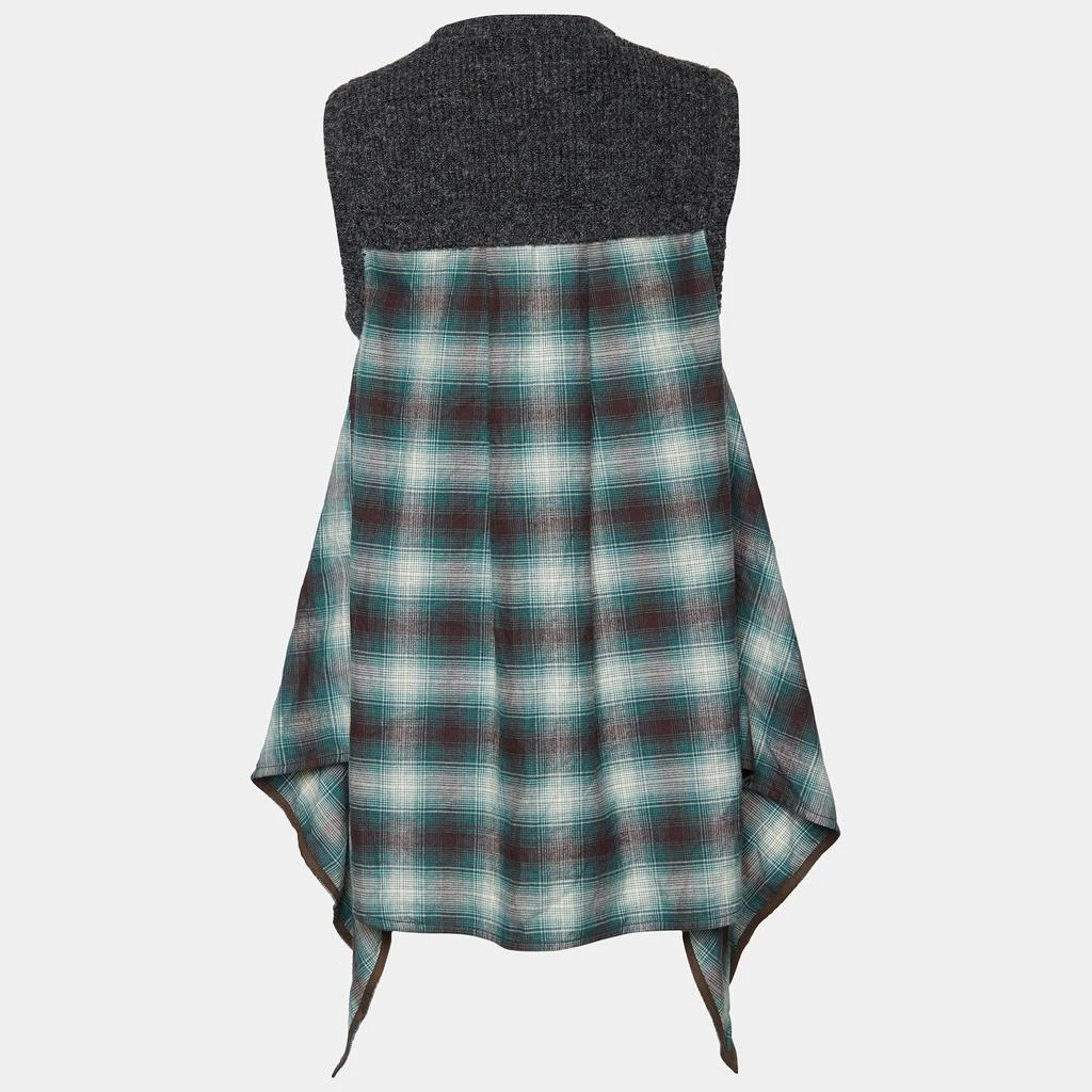 DSQUARED2 Dsquared2 Green Checkered Cotton & Knit Overlay Sleeveless Shirt S 2