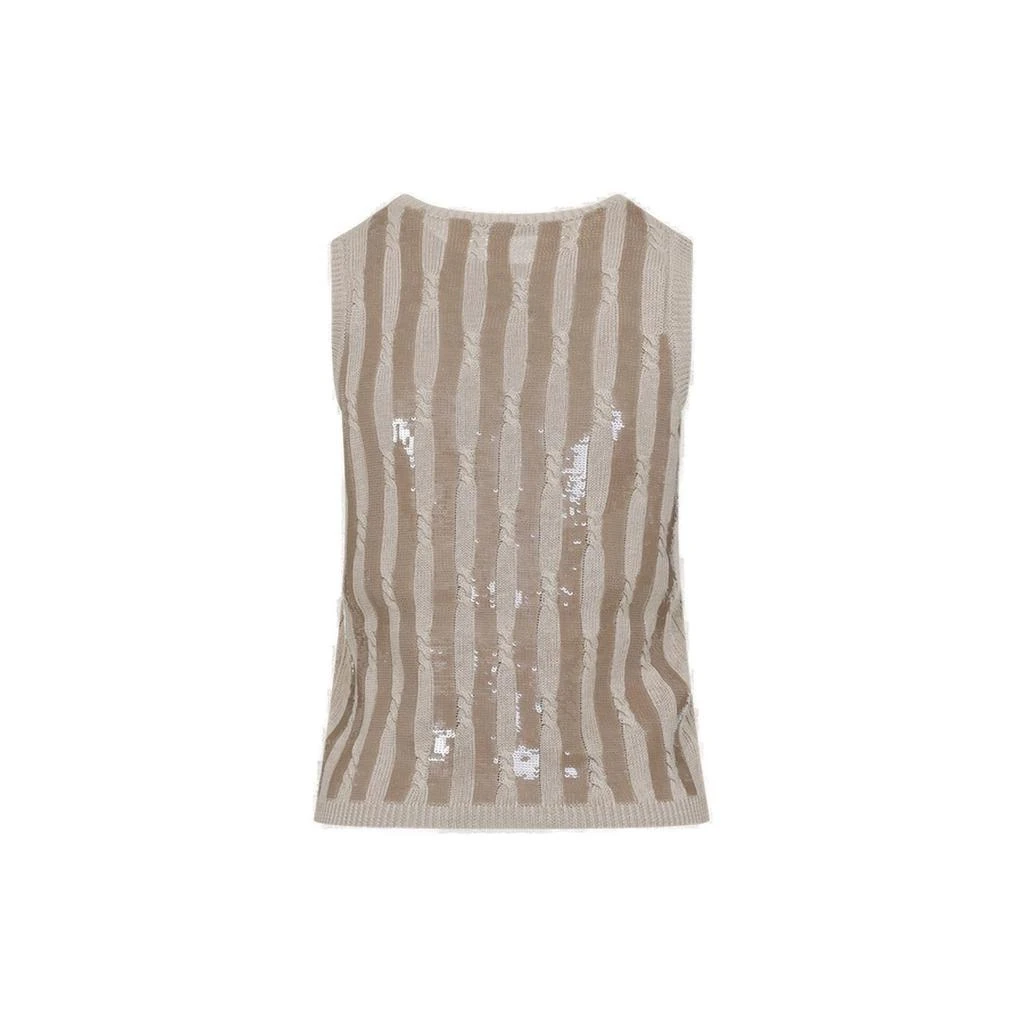 Max Mara Max Mara Sequin Detailed Sleeveless Knitted Top 2