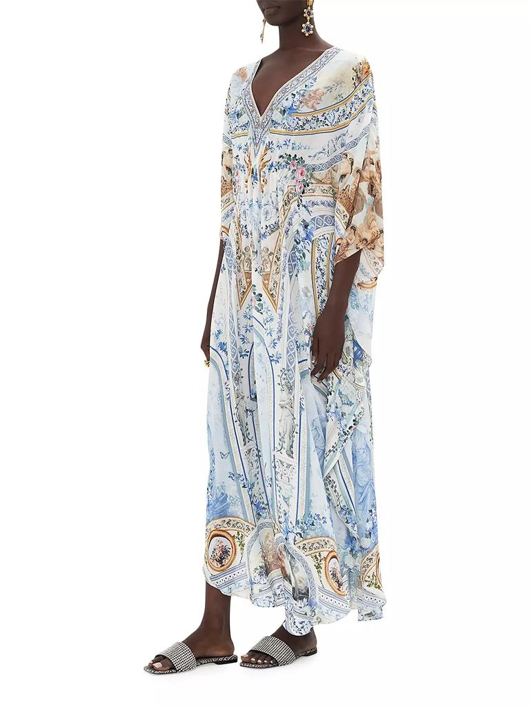 Camilla Floral Silk V-Neck Caftan 3