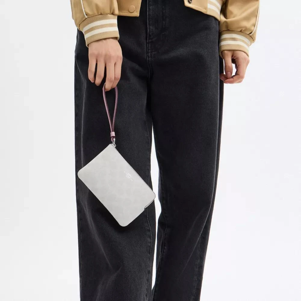 Coach Corner Zip Wristlet In Signature Canvas 4
