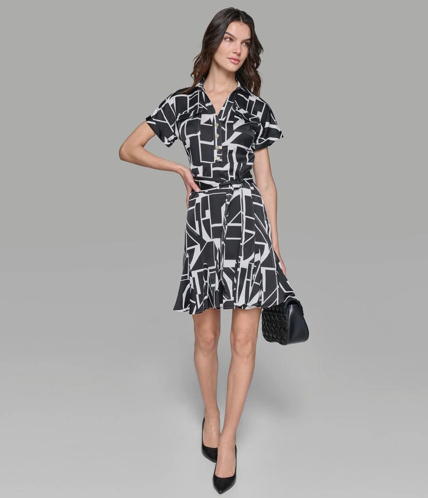 Karl Lagerfeld Paris SHORT SLEEVE FIT AND FLARE SHIRT DRESS 7