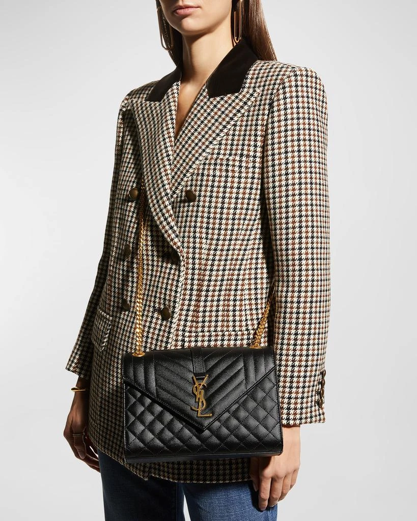 Yves Saint Laurent Envelope Triquilt Medium YSL Shoulder Bag in Grained Leather 3