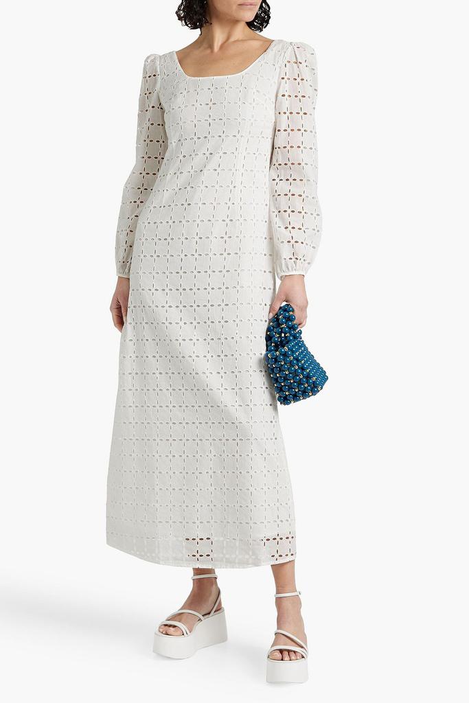 HVN Jules broderie anglaise cotton maxi dress