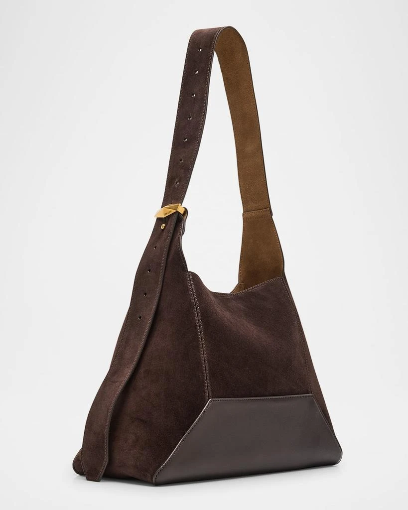 Jimmy Choo Medium Diamond Brown Suede & Leather Hobo Bag 3