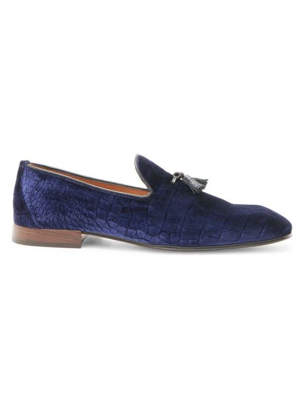 Tom Ford Bailey Crocodile-Embossed Velvet Loafers 1