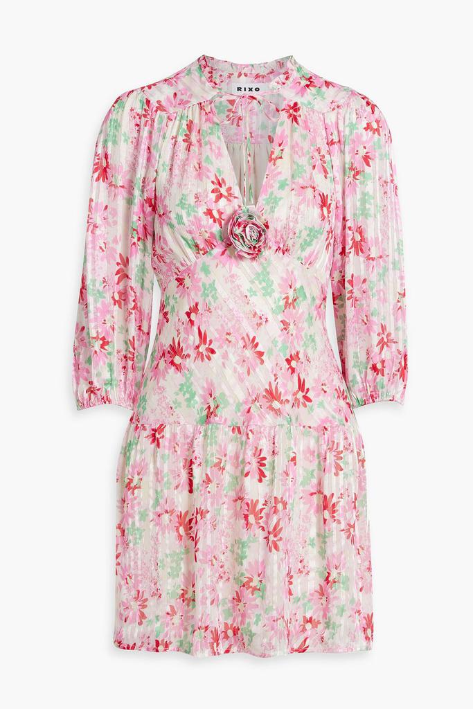 Rixo Devi metallic floral-print silk-blend jacquard mini dress