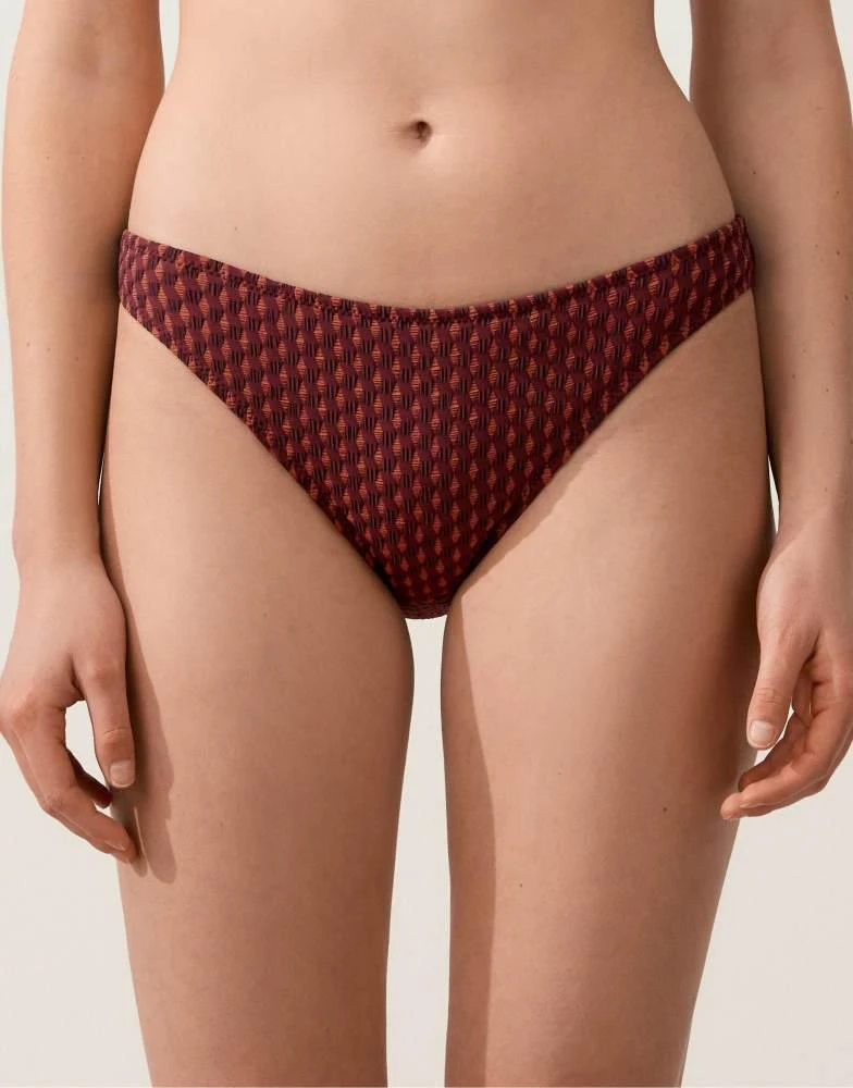OYSHO OYSHO Geometric jacquard classic bikini briefs in burgundy