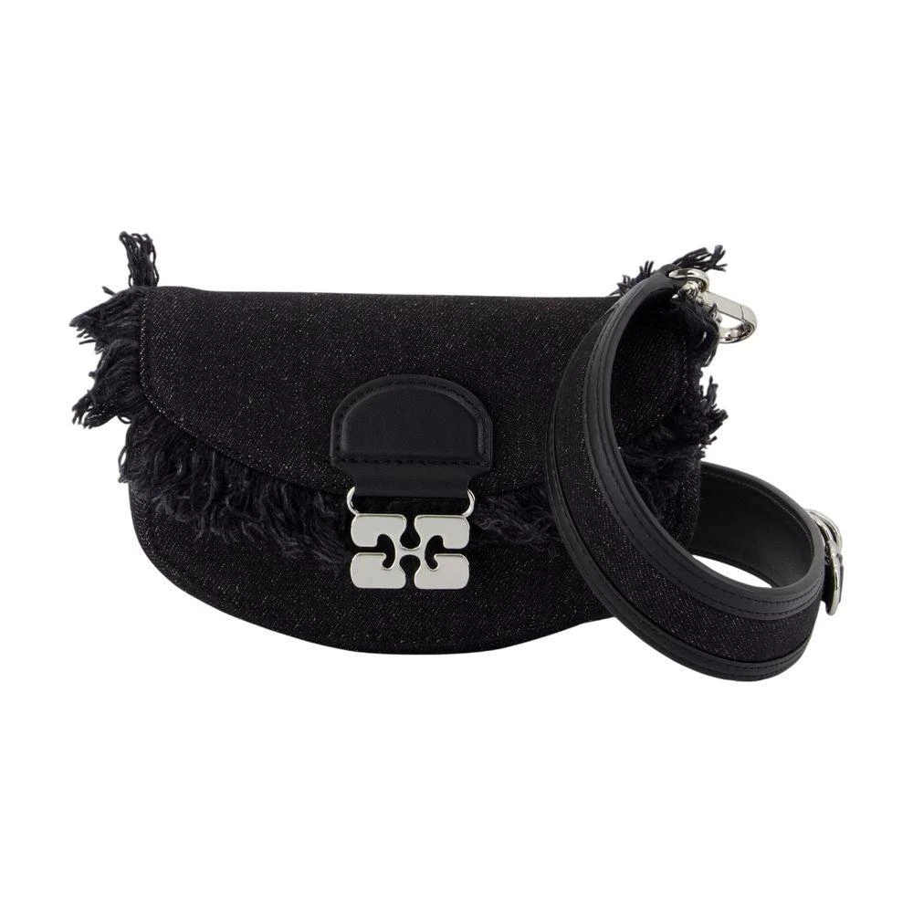 Ganni Apo G Wallet On Chain - Cotton - Black