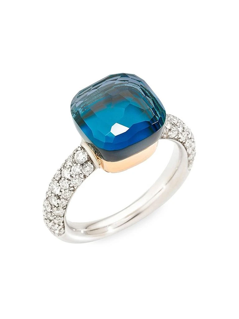 Pomellato Nudo 18K Two-Tone Gold, London Blue Topaz Doublet & Diamond Classic Ring 1