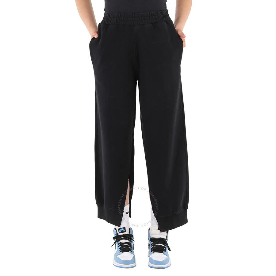 Mm6 Maison Margiela MM6 Ladies Black Sporty Split Logo Embroidered Sweatpants 1