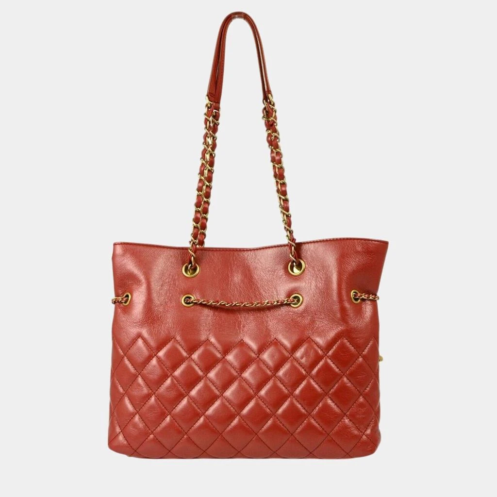 Chanel Chanel Red Lambskin Drawstring Tote Bag 2