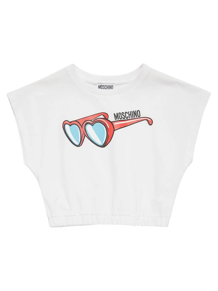 MOSCHINO Cotton Jersey Cropped T-shirt & Skirt 1