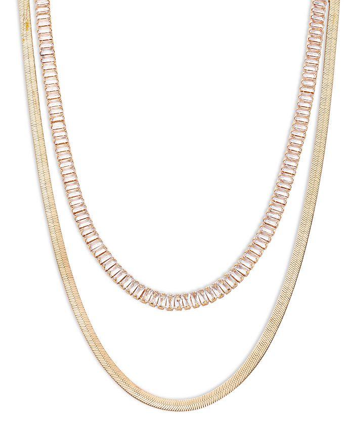 AQUA Baguette & Snake Chain Layered Necklace, 16-19" - 100% Exclusive