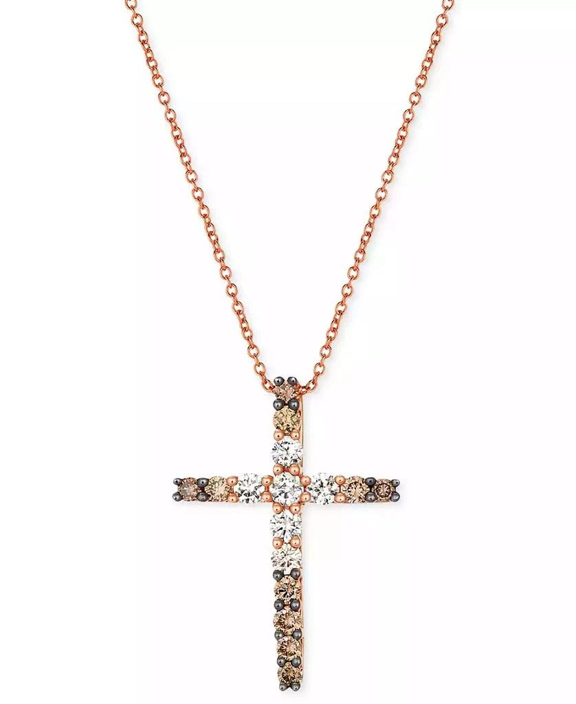 Le Vian Chocolate Ombré Diamond Cross 18" Pendant Necklace (1/2 ct. t.w.) in 14k Gold (Also Available in Rose Gold or White Gold) 1