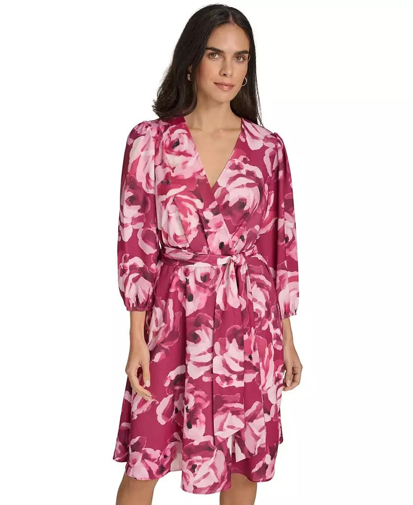 Calvin Klein Women's Printed Faux-Wrap A-Line Dress 3