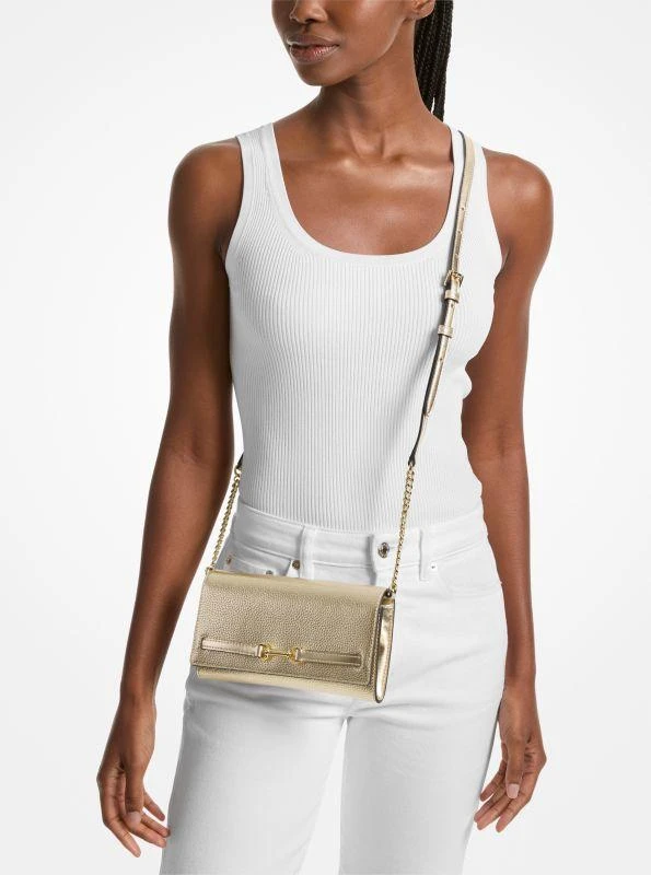 Michael Kors Carson Large Metallic Pebbled Leather Convertible Crossbody Bag 4