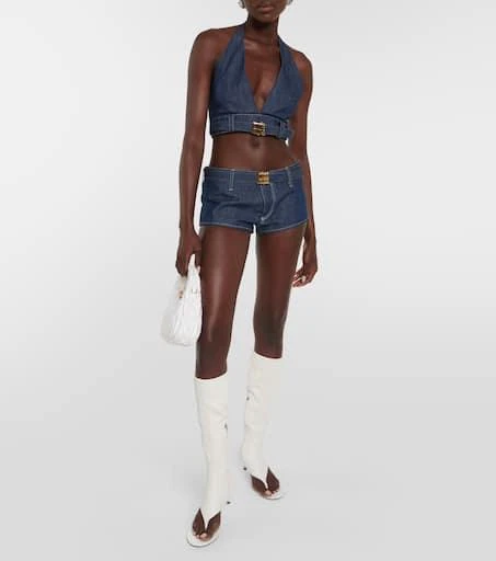 Miu Miu Low-rise slim denim shorts 2